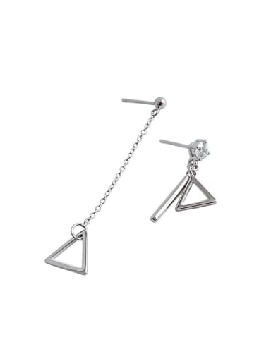 925 Sterling Silver With Platinum Plated Personality Triangle Stud Earrings