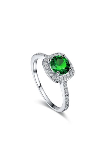 Exquisite Green Square Shaped Zircon Ring