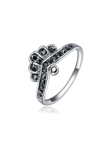 Black Crown Shaped Austria Crystal Ring