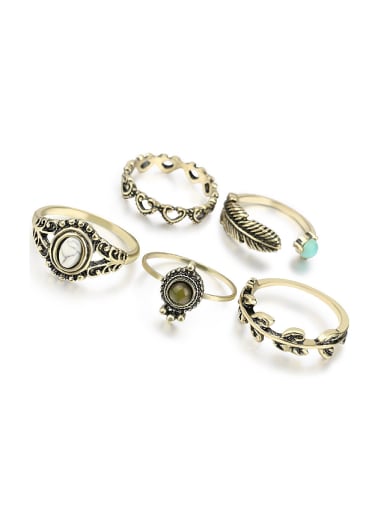 Vintage style Personalized stones Alloy Ring Set