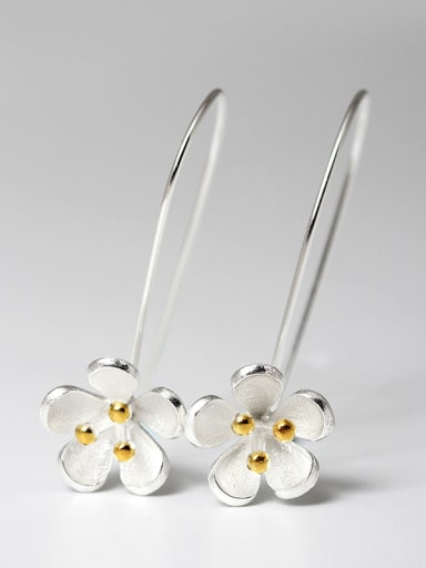 Ethnic style Flower 925 Silver Earrings