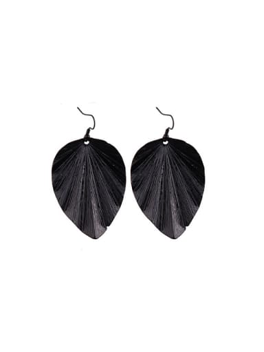 Personality Leaf Shaped Black Gun Plated Drop Earrings