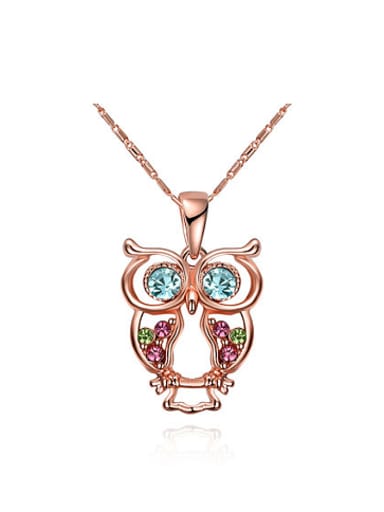 Personalized Hollow Owl Rhinestones Necklace