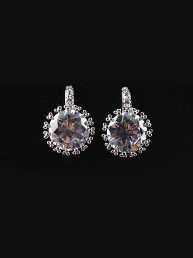 Korean Flowers Big Round Zircon Anti-allergic Female stud Earring