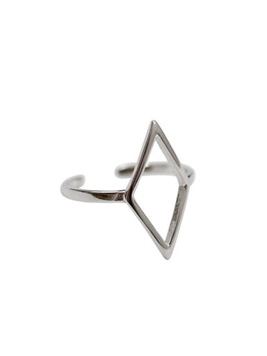 Personalized Hollow Rhombus Silver Opening Ring