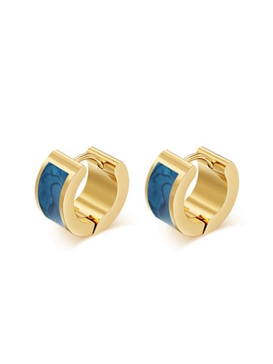 All-match Blue Geometric Shaped Glue Titanium Clip Earrings