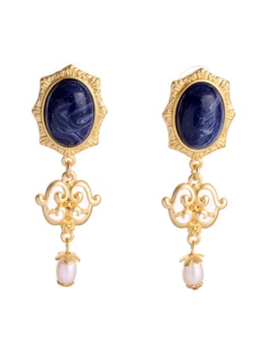 Luxury Color Stone Alloy Drop Chandelier earring