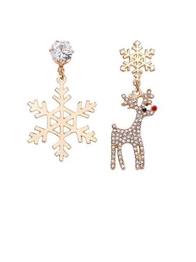 Alloy With Rose Gold Plated Fashion Asymmetry Snowflake Christmas Tree Elk Ear Studs  Drop Earrings