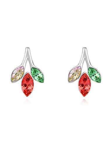 Fashion Marquise austrian Crystals Leaves Alloy Stud Earrings