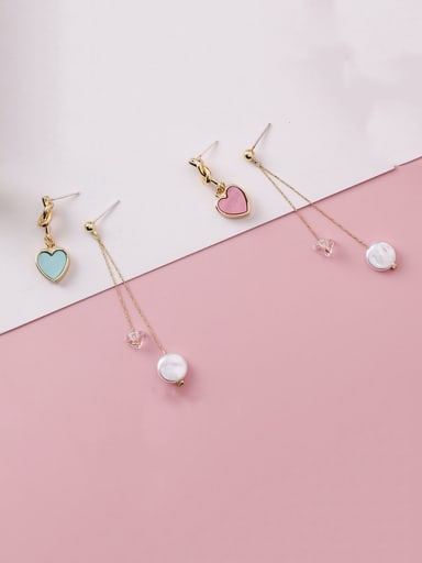 Alloy With Rose Gold Plated Simplistic Asymmetry Heart Drop Earrings