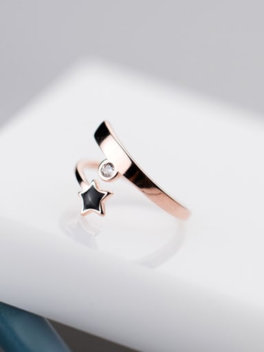 Personality Rose Gold Plated Star Shaped Enamel Ring