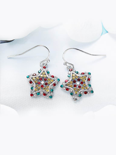 Five-point Shaped Multi-color hook earring