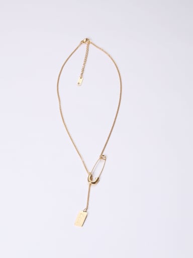 Titanium With Gold Plated Simplistic Geometric Pin Necklaces