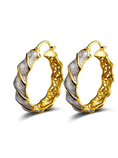 Retro Style Creative Exaggerate Two Color Plated Earrings