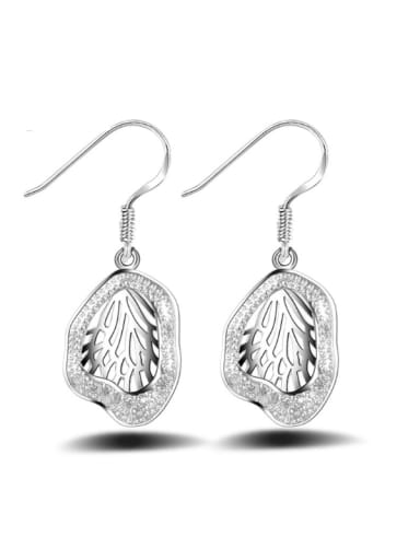 Micro Pave Zircons White Gold Plated Drop Earrings
