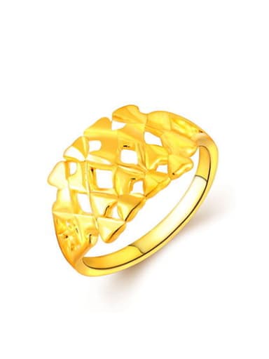 Personality 24K Gold Plated Geometric Design Copper Ring