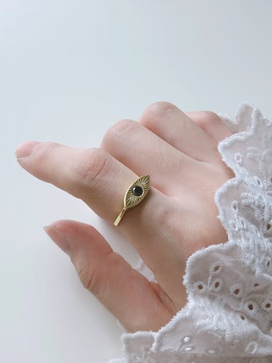 925 Sterling Silver With Gold Plated Simplistic Evil Eye Free Size Rings