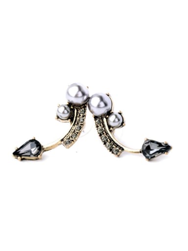Personality Artificial Pearls Alloy Stud drop earring
