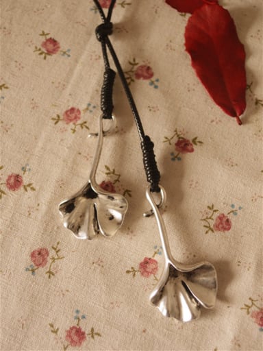 Antique Silver Plated Leaf Shaped Necklace