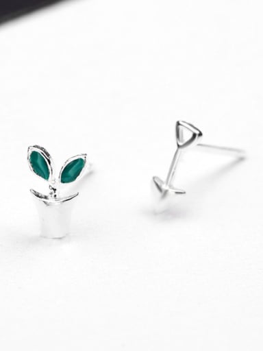 Tiny Potted Plant Stud Earrings