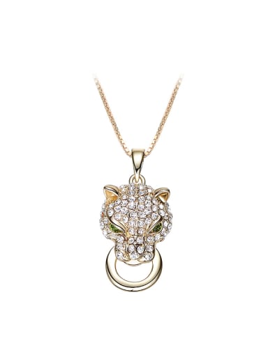 Personalized Leopard Head Zircon Gold Plated Necklace