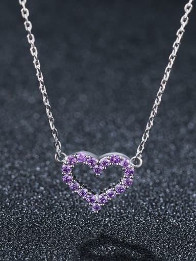 925 Sterling Silver With Cubic Zirconia Simplistic Heart Necklaces