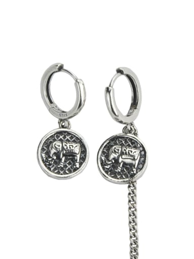Vintage Sterling Silver With Simple Retro Baby Elephant  Clip On Earrings