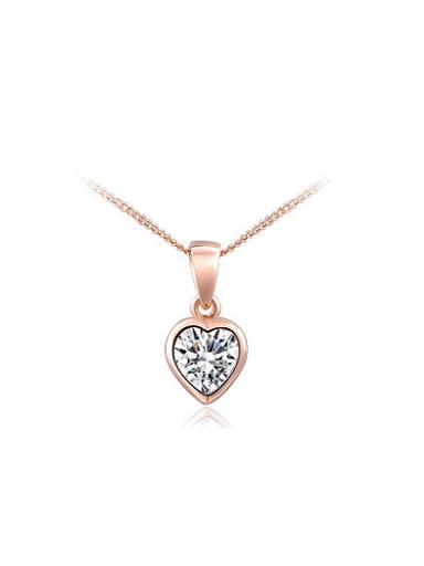 Elegant Rose Gold Heart Shaped Zircon Necklace