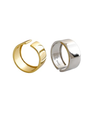 925 Sterling Silver With Gold Plated Simplistic Round  Free Size Rings