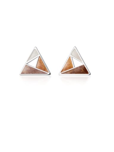 925 Sterling Silver With Platinum Plated Simplistic Triangle Stud Earrings