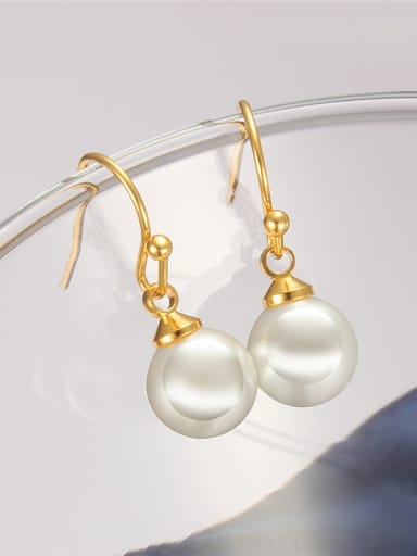 White 18K Gold Plated Artificial Pearl Drop Earrings