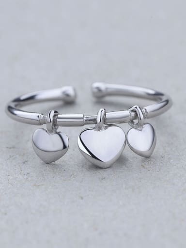 Simple Tiny Heart shapes 925 Silver Opening Ring