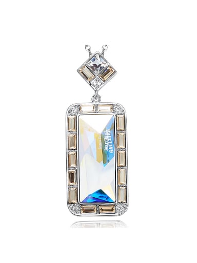 Fashion Rectangular austrian Crystal Pendant Copper Necklace