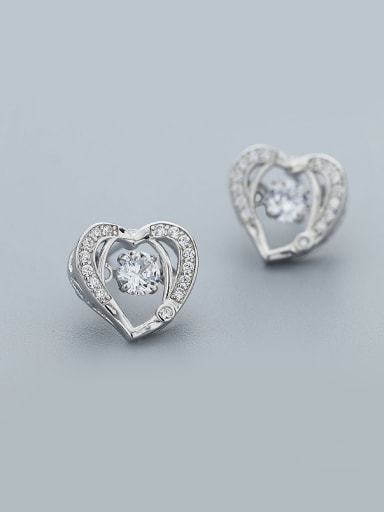 925 Silver Heart-shaped Zircon stud Earring