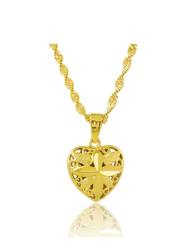 Women Elegant Heart Shaped 24K Gold Plated Necklace