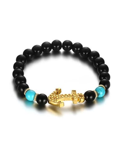Delicate Gold Plated Anchor Shaped Turquoise Bracelet