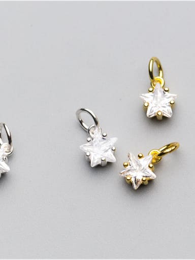 925 Sterling Silver With 18k Gold Plated Cute Pentagram Charms