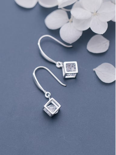 925 Sterling Silver With Platinum Plated Fashion Geometric Hook Earrings