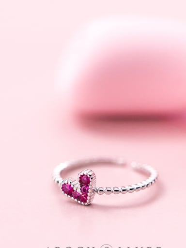 S925 silver ring, female wind fashion, purple diamond, love ring, sweet temperament, open finger index J4451