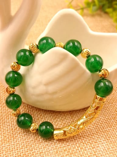 Geometric Green Carnelian Stone Bracelet