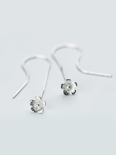 Elegant Flower Shaped S925 Silver Line Earrings