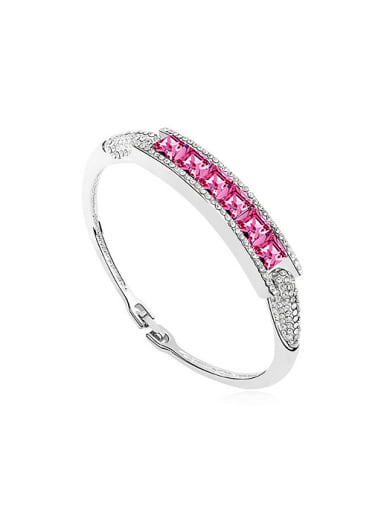 Simple Square austrian Crystals-accented Alloy Bangle
