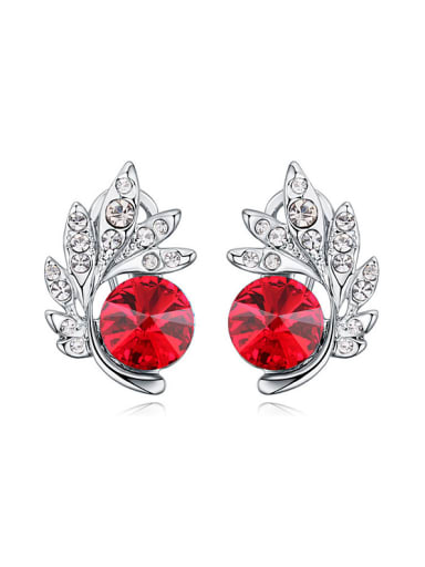 Fashion Shiny Cubic austrian Crystals-covered Leaves Alloy Stud Earrings