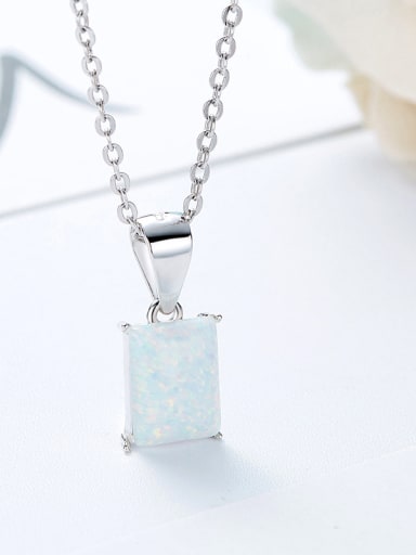 Simple Rectangular Opal stone 925 Silver Pendant