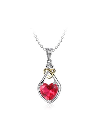 Women Elegant Heart Shaped Glass Stone Necklace