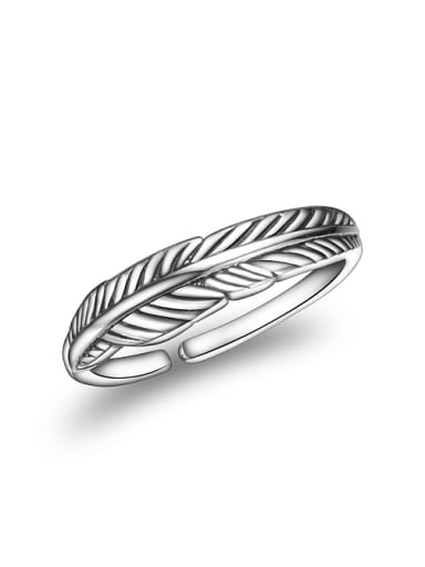 Personalized Leaf 925 Thai Silver Opening Ring