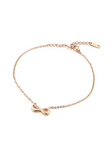 Simple Eight-shaped Rose Gold Plated Titanium Anklet