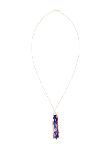 Colorful Glass Beads Long Tassel Sweater Necklace