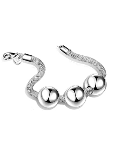 Fashion Smooth Beads Silver Plated Bracelet