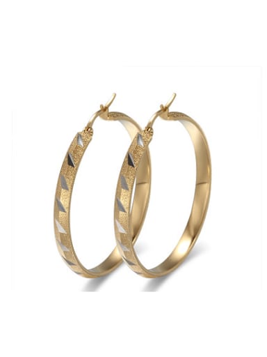 Fashionable Gold Plated Geometric Shaped Frosted Drop Earrings